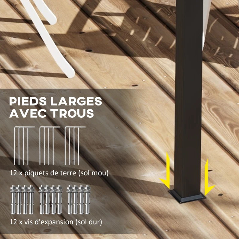 Outsunny Pergola rétractable 3,5 x 6 m pergola pour terrasse structure en aluminium + toile polyester - gris foncé