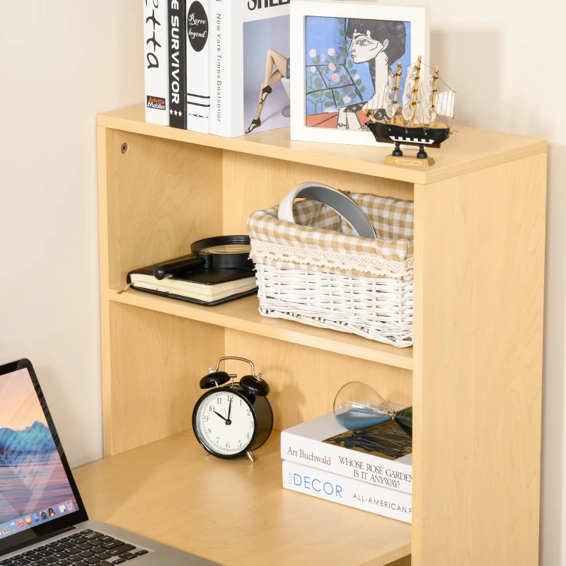 HOMCOM Bureau informatique, bureau avec rangement, 6 compartiments ouverts, table d'ordinateur pour chambre, studio, 120 x 55 x 120 cm, bois naturel