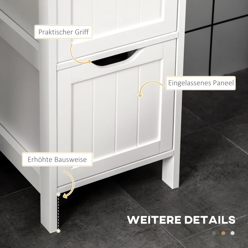 kleankin Badezimmerschrank, 2 Regale, 3 Schubladen, wasserabweisendes Material, Weiß