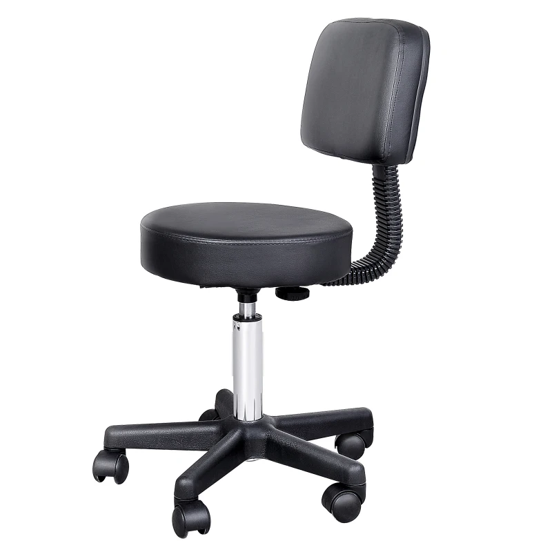 HOMCOM Swivel Salon Chair w/ Padded Seat Back 5 Wheels Adjustable Height Salon Hairdressers Tattoo Spa Rolling Black