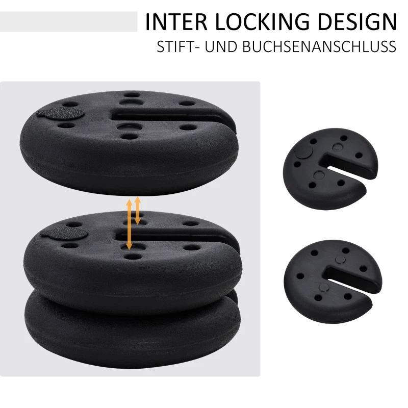 Outsunny Pavillon Standfuß 4 Stk. Gewicht Partyzelt Pavillongewicht befüllbar bis 5 kg Gewichte für Pavillon Beschwerer für Pavillons Ø25 x 6 cm Schwarz