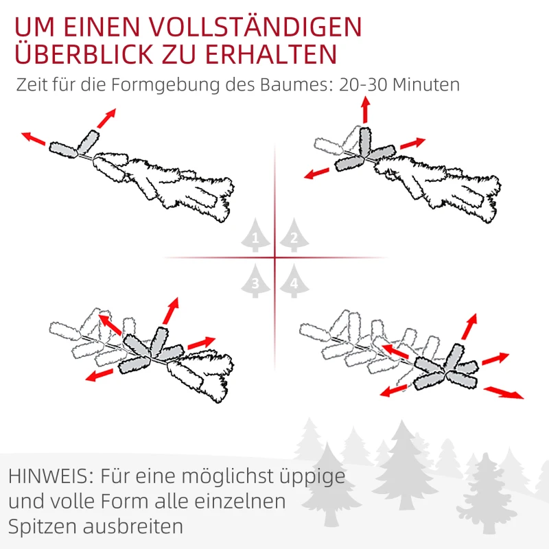 HOMCOM Weihnachtsbaum, Kunsttanne, mit Lichterkette, Standfuß, flammhemmend, Grün, Kunststoff, 86  x 86 x 180cm