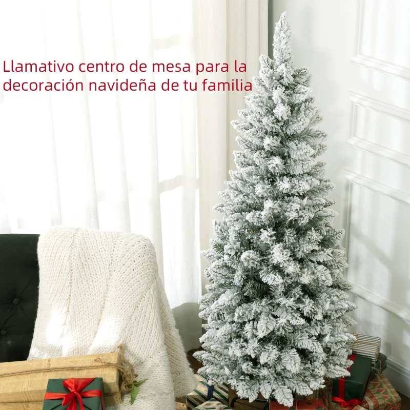 HOMCOM Árbol de Navidad Artificial Nevado 150 cm con 317 Ramas y Soporte de Metal Árbol de Navideño para Salón Interior Verde