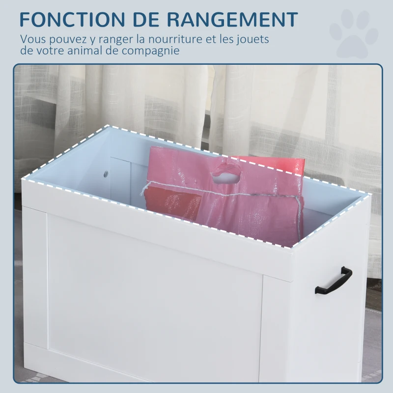 PawHut Gamelles chiens surélevées gamelle double chien chat porte-gamelles surélevé dim. 60L x 30l x 41H cm blanc