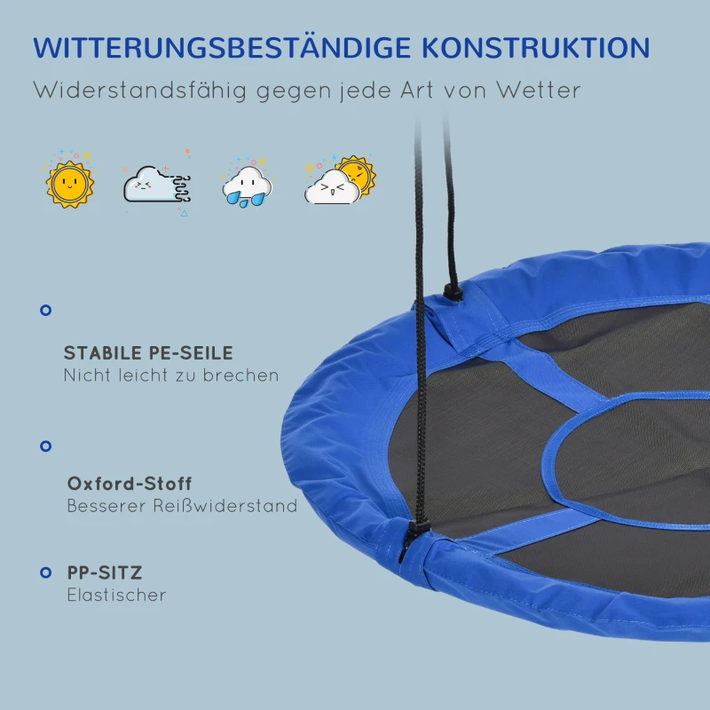 Outsunny Nestschaukel, wetterfest, bis 100 kg, längenverstellbare Seile, Φ110 cm, Blau