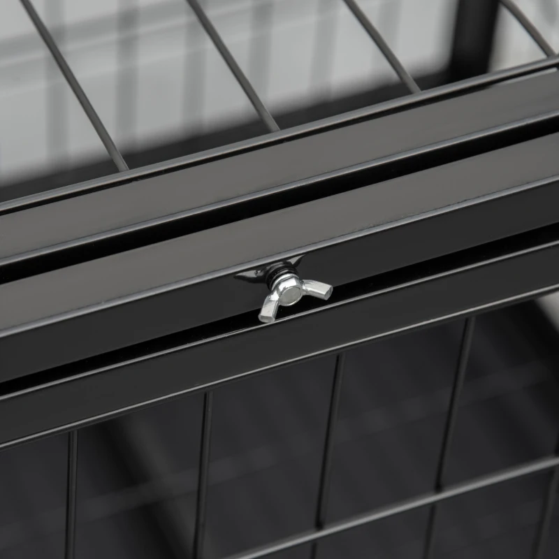 PawHut 36" Heavy Duty Metal Dog Crate Pet Cage with Tray Wheeled Dog Kennel - Black (Medium)