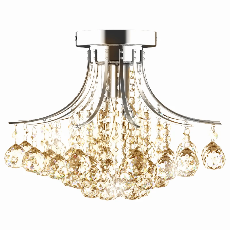 HOMCOM Crystal Chandeliers, K9 Droplets Ceiling Light with 3 E14 Bulb Base, Pendant Lights for Living Room, Bedroom, Dining Room, Hallway, Kitchen