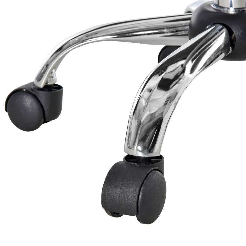 HOMCOM Salonstuhl mit Rädern Rollhocker höhenverstellbar drehbar Salon Hocker Samt-Touch Schaumstoff Chrom-Basis Hellgrau 35 x 35 x 49-61 cm