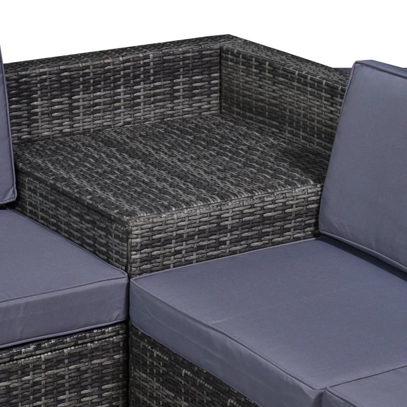 Outsunny 8-tlg. Polyrattan Gartengarnitur Gartenmöbel Garten-Set Sitzgruppe Loungeset Loungemöbel Beistelltisch als Aufbewahrungskorb Dunkelgrau Stahl + Polyester 58 x 58 x 37 cm