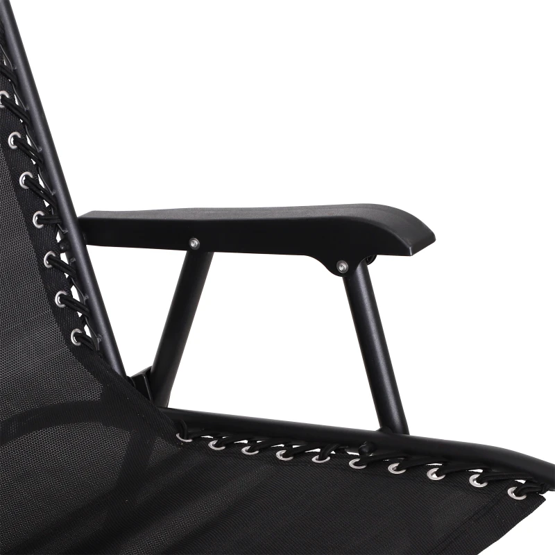 Outsunny Schaukelstuhl, Klappbare Schaukelliege, Gartenliege, Schwungliege, Schaukelsessel mit Kopfkissen, Stahl + Texteline, Schwarz bis 120 kg 90 x 64 x 110 cm