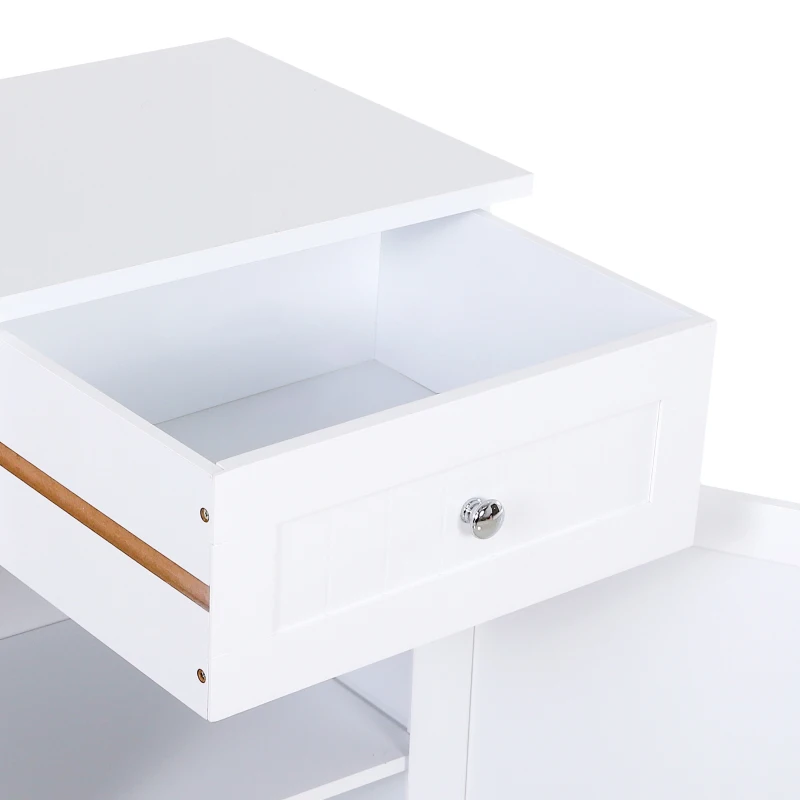 kleankin Armario de Baño con 1 Cajón 1 Puerta y Estante Ajustable Interior Mueble Auxiliar de Almacenaje 43x34x77 cm Blanco