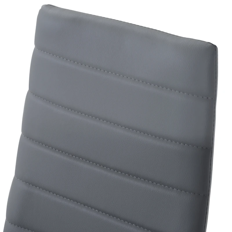 HOMCOM Conjunto Mesa y 4 Sillas de Comedor 5 Piezas Mesa Redonda de Vidrio Templado y 4 Sillas con Patas de Acero Gris