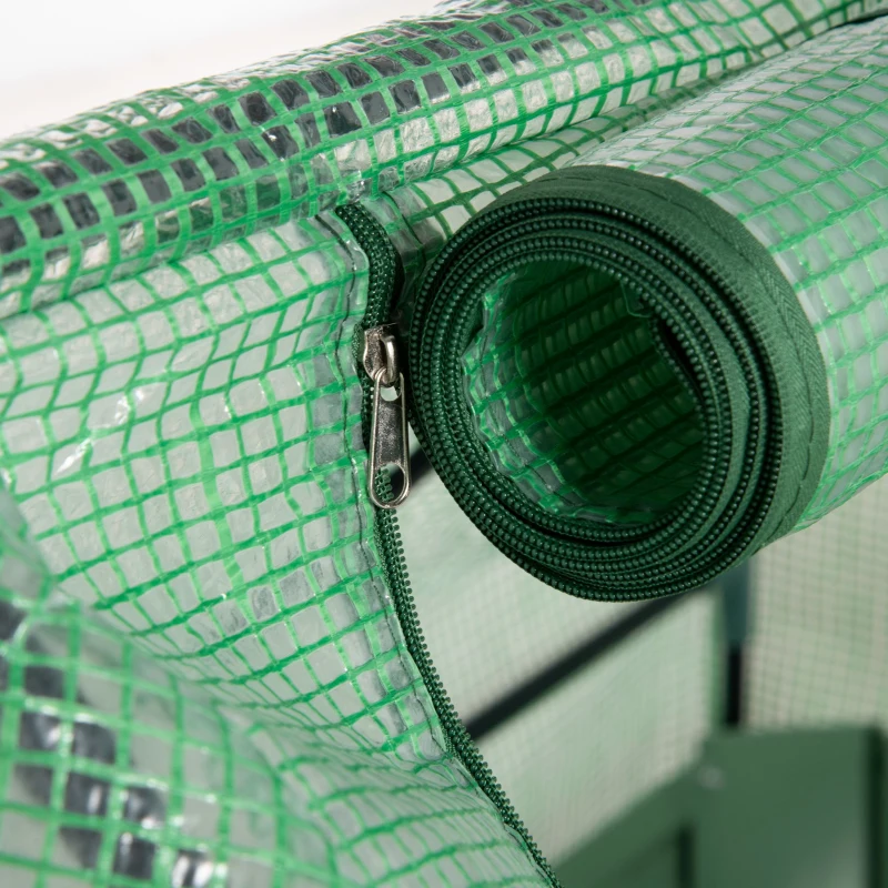 Outsunny Letto per Orto con Serra da Giardino, Acciaio con Copertura PE, Finestra Avvolgibile, 127x95x92cm