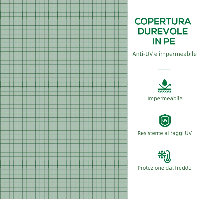 Outsunny Serra da Giardino con Copertura in PE, Telaio in Acciaio e Porta Avvolgibile, 100x50x150 cm, Verde