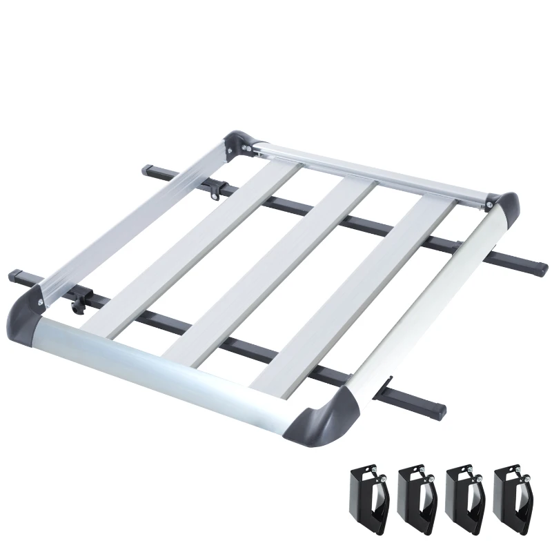 HOMCOM Barres de toit de voiture - gallerie de toit - porte-bagage de toit dim. 110L x 90l x 8H cm - alu. ABS gris noir