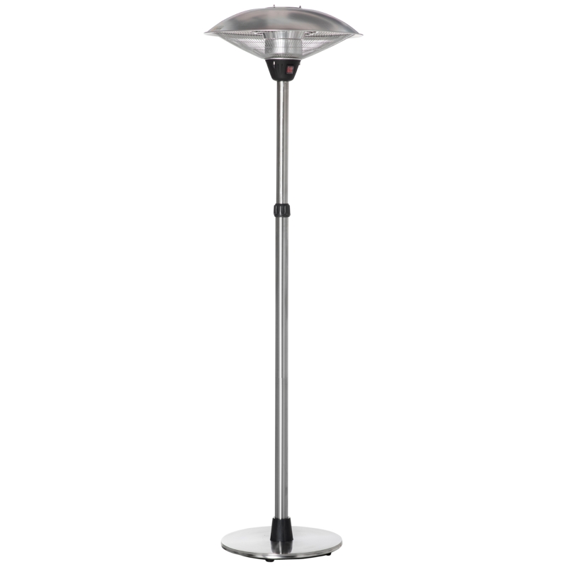 Outsunny Calefactor de Pie de Exterior 1200/1800/3000W Estufa de Infrarrojos con Altura Ajustable Ø58,5x160-200 cm Plata