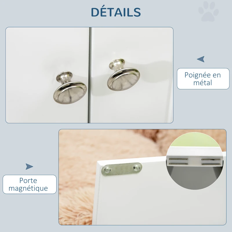 PawHut Gamelles chiens surélevées gamelle double chien chat porte-gamelles 60 x 30 x 35,5 cm 2 gamelles 2L acier inox incluses bois blanc
