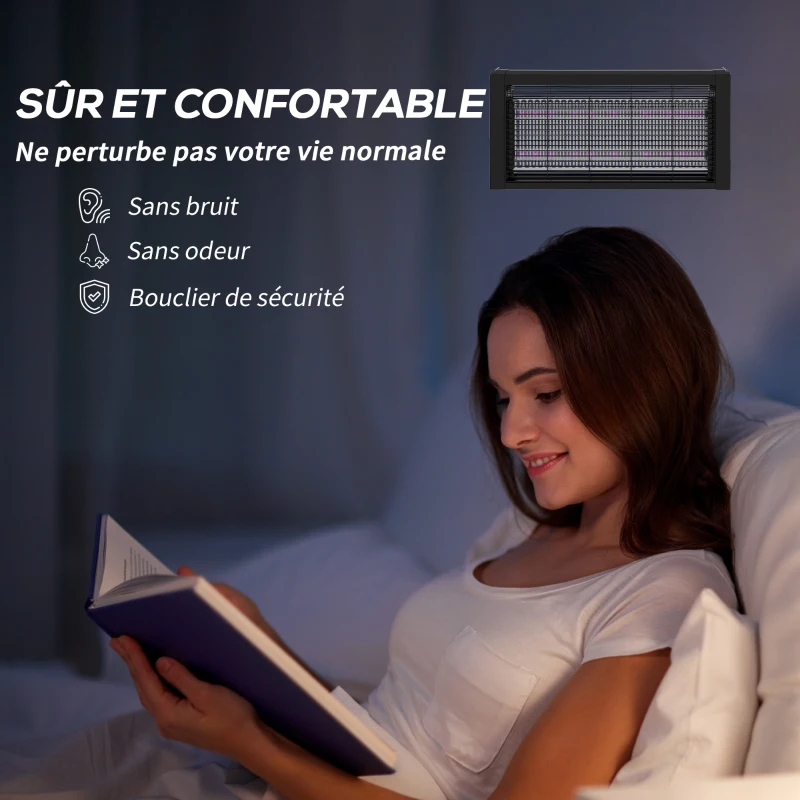 HOMCOM Lampe LED anti insectes anti moustique puissant 8W, à poser ou à suspendre pour intérieur - efficace pièce de 60m²