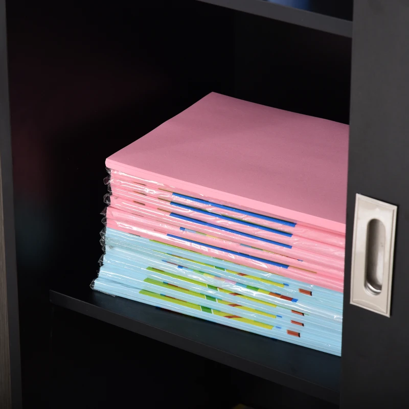 HOMCOM Armoire de Bureau 2 Portes coulissantes verrouillables dim. 80L x 40l x 120H cm 2 étagères Panneaux Particules Noir