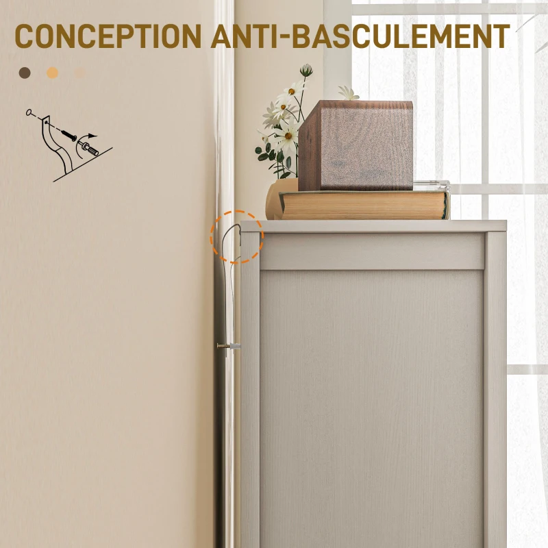 HOMCOM Meuble de rangement buffet avec 2 portes et étagère réglable en hauteur, charme et moderne, 80l x 35P x 85H cm