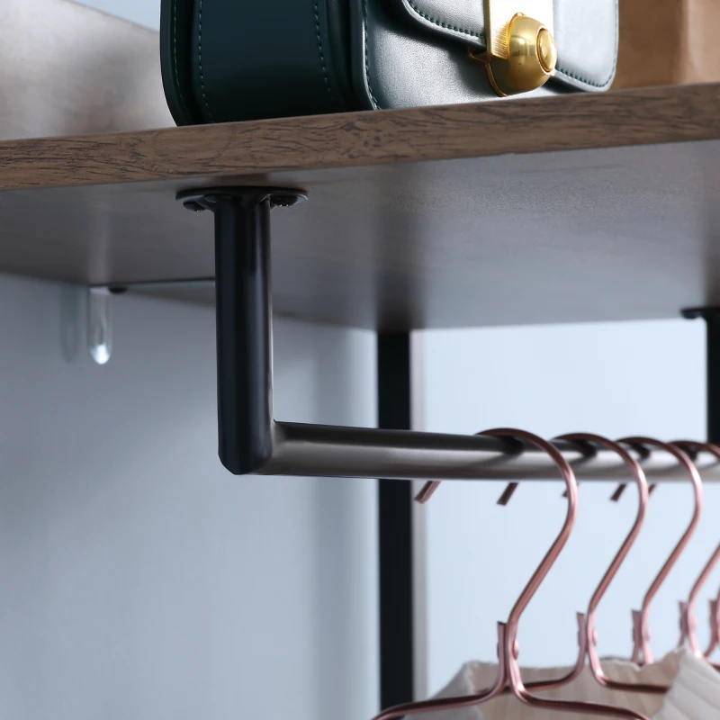 HOMCOM Garderobe im Industriedesign 1 Hutablage 3 Regale 1 Kleiderstange 60 cm x 40 cm x 180 cm Braun + Schwarz