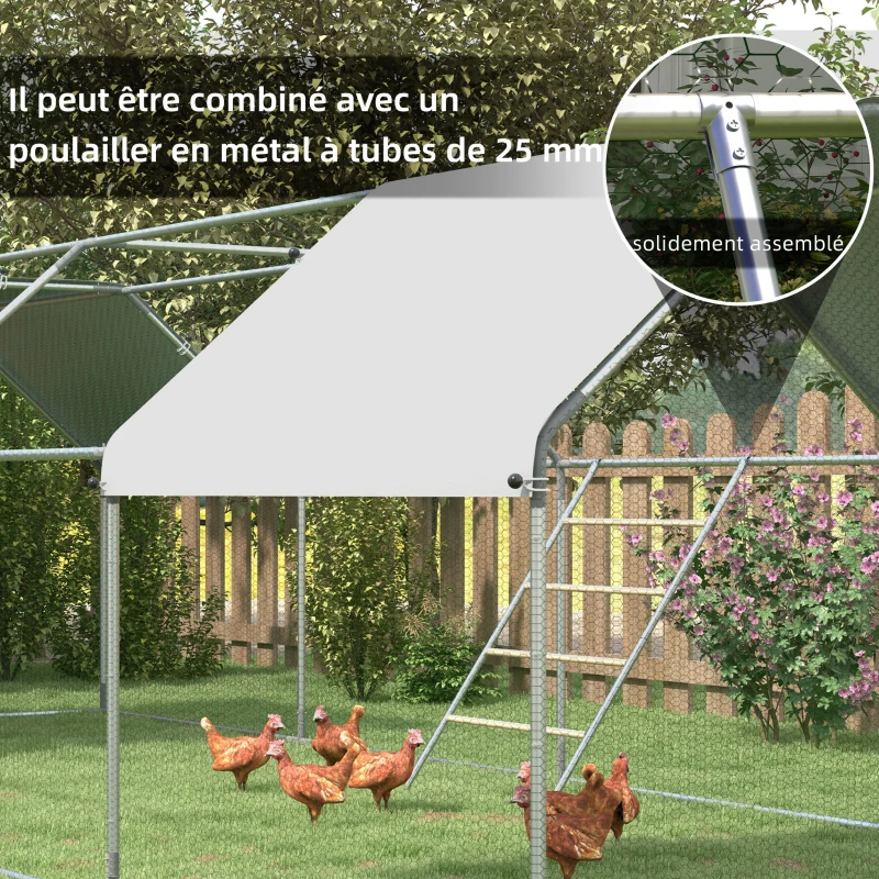 PawHut Grand perchoir échelle pour poules 4 niveaux avec barreaux en bois et structure métal 140 x 86 x 2,5 cm argent naturel