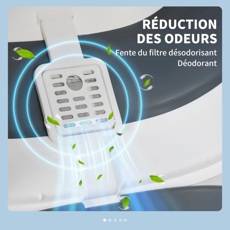 PawHut Maison de toilette pour chat pliable porte battante lucarne + pelle fournis 52 x 41 x 38 cm gris blanc