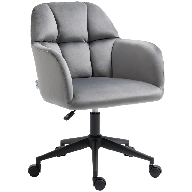 Vinsetto Bürostuhl, 5 Rollen, höhenverstelbar, modernes Design, 58 cm x 58,5 cm x 86 cm, Grau