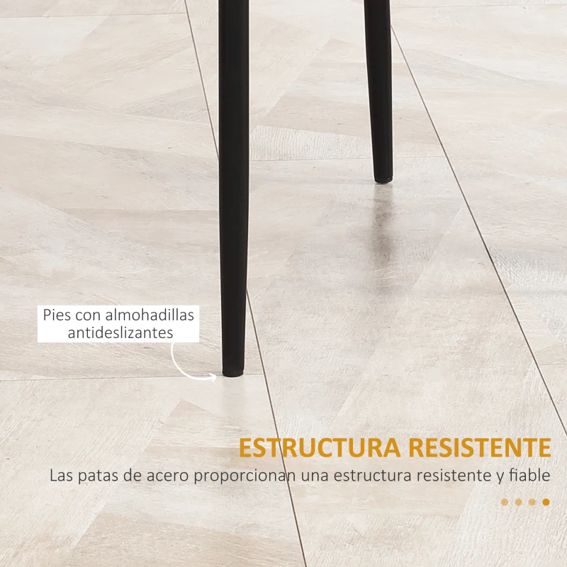 HOMCOM Set de 4 Sillas de Comedor Tapizadas de Piel Sintética con Respaldo Alto y Patas de Metal 41x50x97 cm Negro