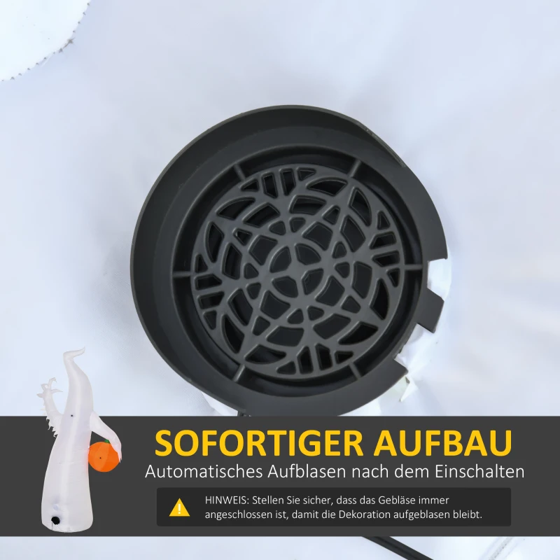 HOMCOM Selbst aufblasendes Spuk Gespenst Geist LED beleuchtet Halloween Dekoration Polyester Weiß 105 x 65 x 180 cm