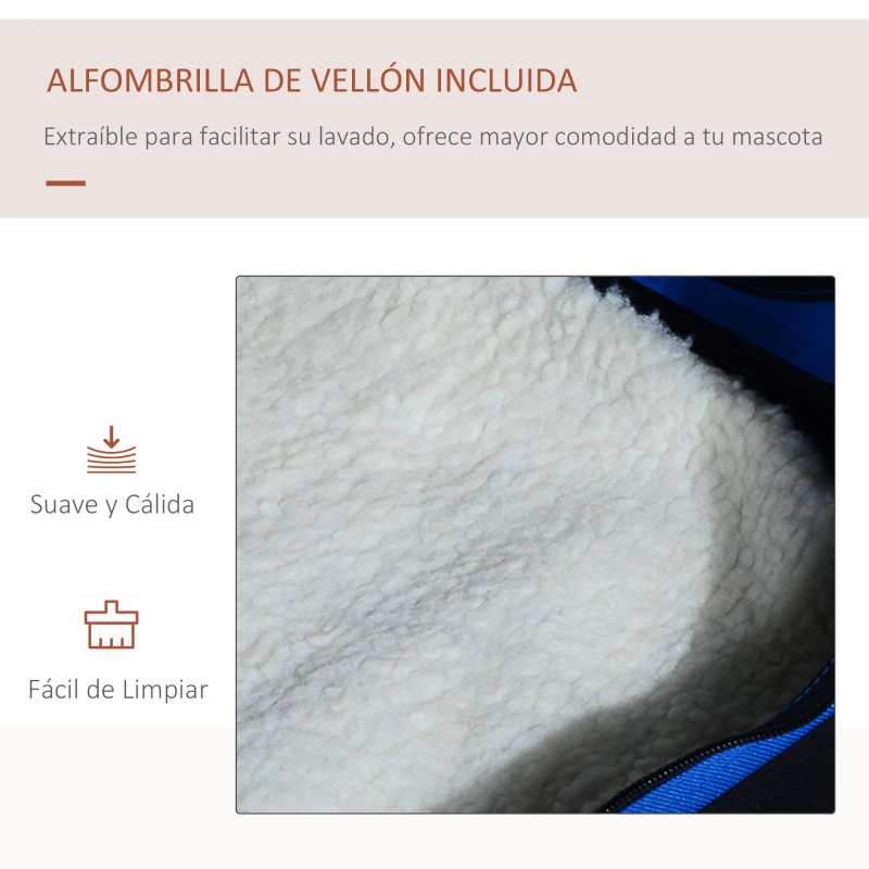 PawHut Transportín para Perros y Gatos Bolsa de Transporte para Mascotas Plegable con Cojín y Ventanas de Malla 60x42x42cm Azul