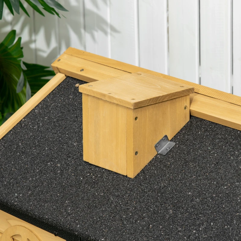 PawHut Conigliera da Esterno a 2 Livelli in Legno di Abete e Acciaio con Vassoio Rimovibile, 120x55.5x80 cm(m-9)