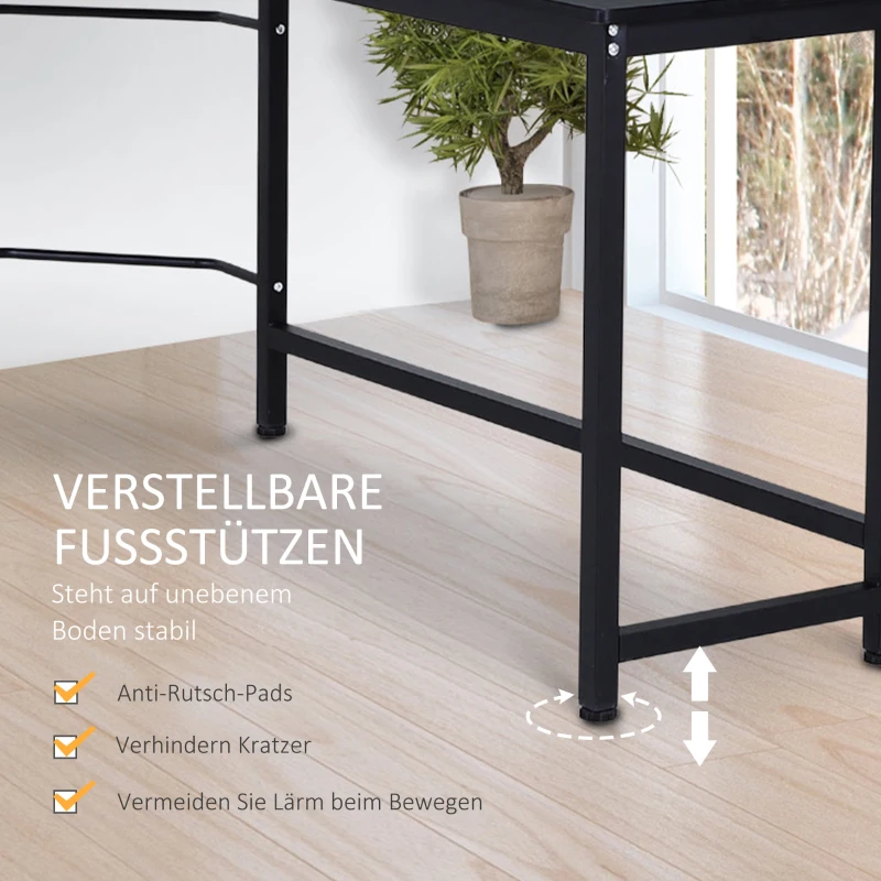 Vinsetto Computertisch Schreibtisch Eckschreibtisch höhenverstellbar Metall Schwarz 168 x 120 x 75 cm