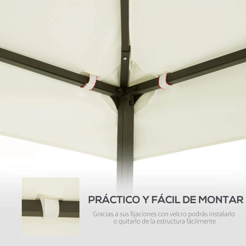 Outsunny Techo de Repuesto 4x3 m para Cenador de Jardín 2 Niveles Transpirable con 8 Orificios de Drenaje Cubierta Superior de Reemplazo para Pabellón Gazebo Exterior Beige