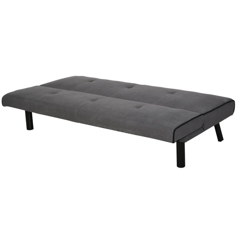 HOMCOM Sofá Cama de 3 Plazas Reclinable Sofá Cama Convertible Tapizado en Tela con Patas de Metal para Salón Carga 300 kg 170x76x72,5 cm Gris