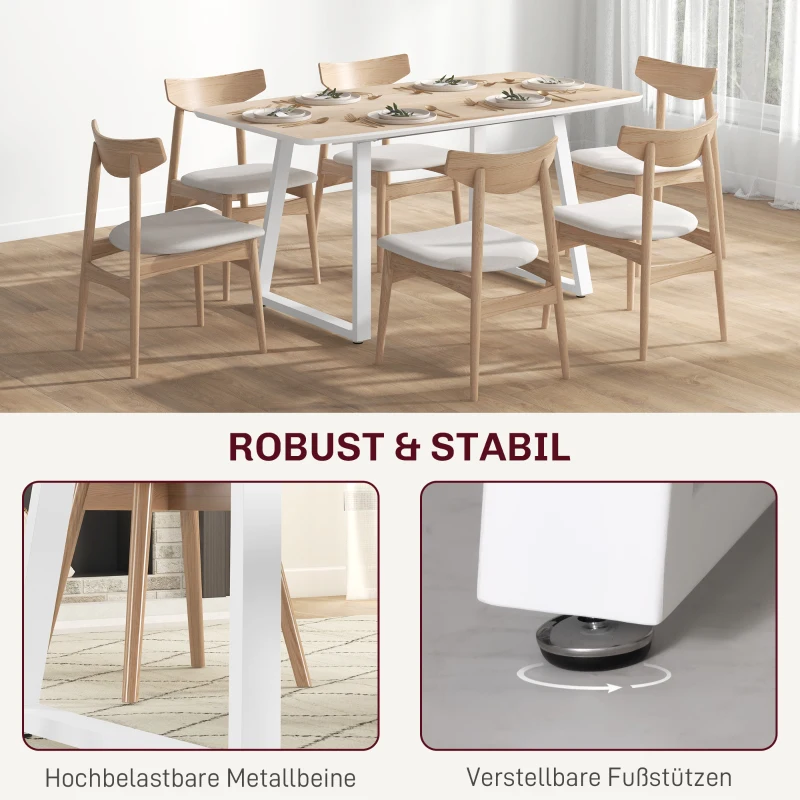 HOMCOM Klappbarer Esstisch, ausziehbar, industrieller Stil, MDF-Holzoptik, Metall, 120-160 x 80 x 76 cm, Eiche