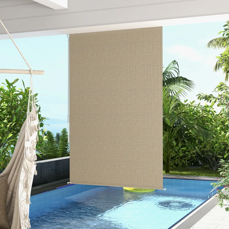 Outsunny Außenrollo, 120 x 185cm, mit Handkurbel, Wand-/Deckenmontage, Aluminiumrahmen, Beige