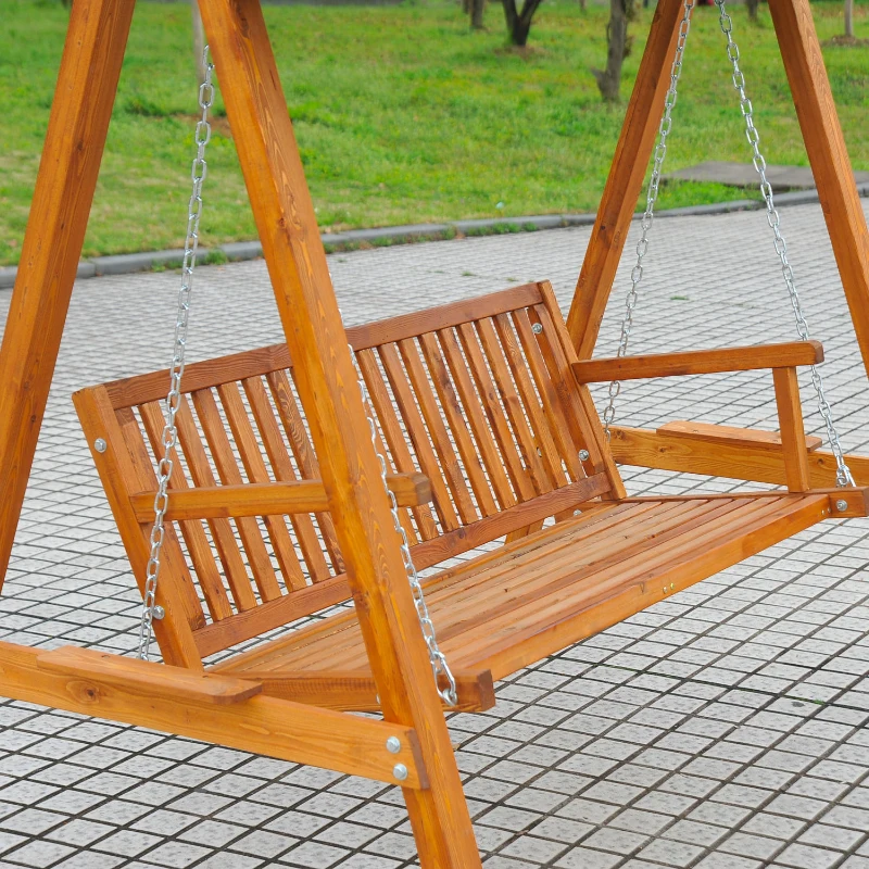 Outsunny Dondolo da Giardino 3 Posti in Legno con Baldacchino 210x 130x 185cm