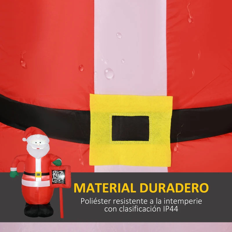 HOMCOM Papá Noel Hinchable con Cartel Navidad Hinchable con 3 Luces LED e Inflador Eléctrico 120x65x180 cm Multicolor