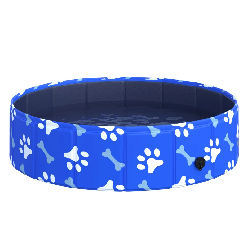 PawHut Piscina Rigida per Cani Taglia Piccola 25kg in Plastica Dura e Antiscivolo per Giardino o Interni, Blu Φ80x20cm