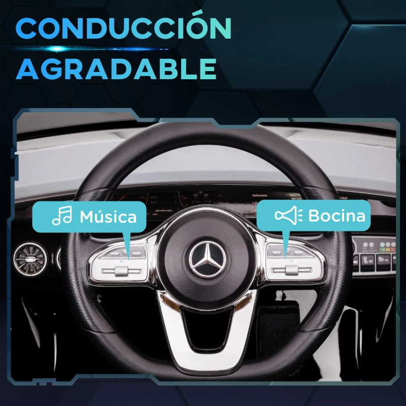 AIYAPLAY Coche Eléctrico para Niños de +3 Años Mercedes-benz AMG CLA 45 con Batería 12V Mando a Distancia Faros Música Negro
