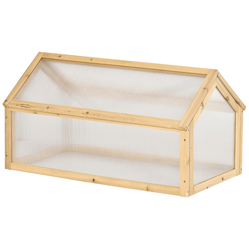 Outsunny Serre En Bois 90 X 52 X 49,5 Cm - Mini Serre De Jardin Avec Couverture Translucide Pour Balcon Et Terrasse