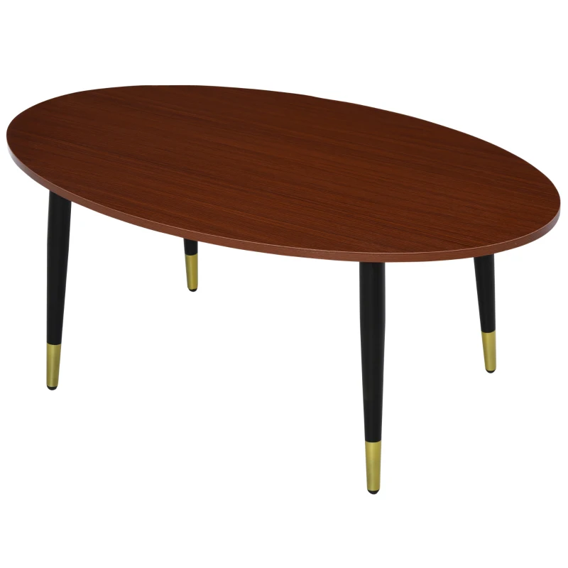 HOMCOM Table Basse Table d'appoint Ovale multifonctionnelle dim. 100 x 60 x 42 cm Aspect Teck foncé