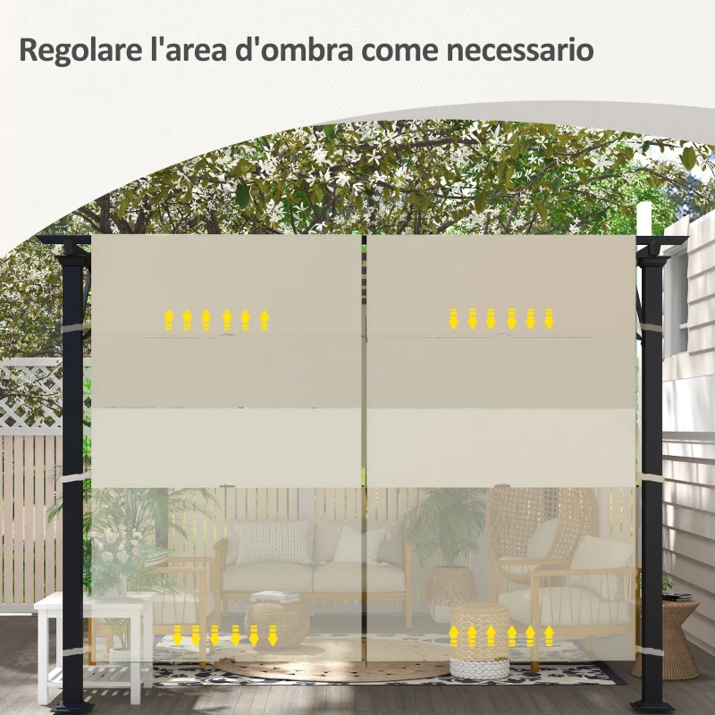 Outsunny Copertura per Gazebo Pergola 3x3 m in Poliestere con Tasche e Cinghie, 488x122 cm, color Kaki