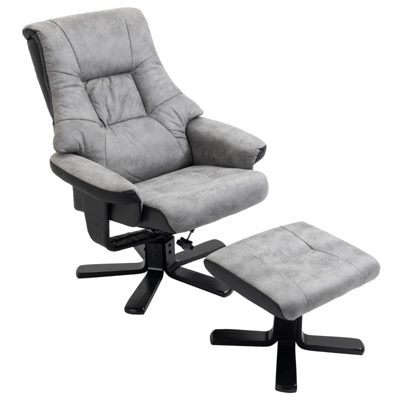 HOMCOM Fabric Recliner Sofa Armchair with footstool Swivel Sofa Grey