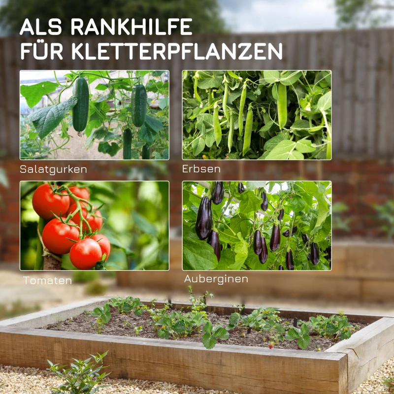 Outsunny Rankgitter, mit Pflanzenschutznetz, höhen- & breitenverstellbar, Stahl, grün, 1,8 x 1 x 1,8 m