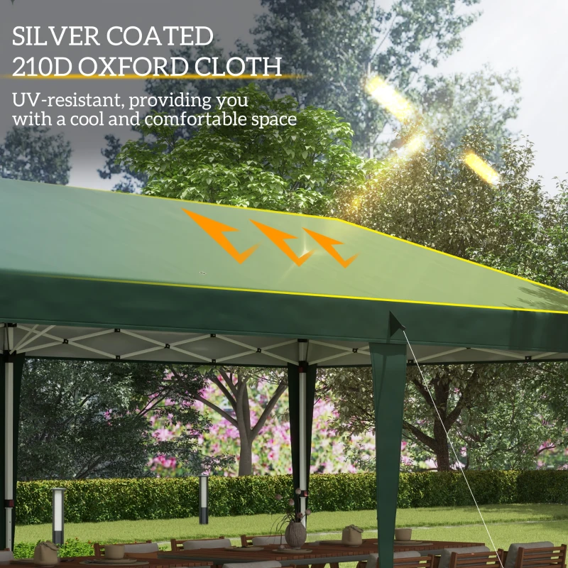 Outsunny Pop Up Gazebo 3 x 6m, Foldable Canopy Tent, Height Adjustable Wedding Awning Canopy w/ Carrying Bag, Green