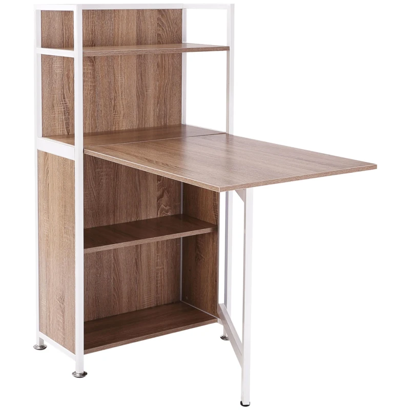 HOMCOM Mobiletto Angolare con Scrivania per Computer, Tavolo da Pranzo Estraibile in Legno MDF e Metallo, 97.5x62x121 cm