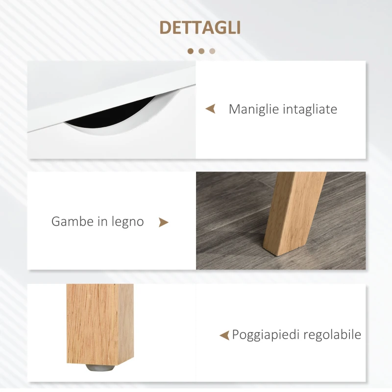 HOMCOM Mobile TV max 65" in Truciolato e MDF Bianco con 2 Credenze Laterali 2 Ripiani Centrali, 150x39x50 cm