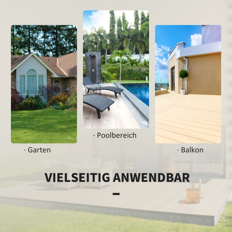 Outsunny Polyrattan Bistroset für 2 Personen Sitzgruppe Rattan Gartenmöbel Set Garnitur Grau